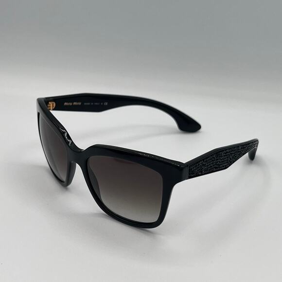 Mui Mui Black Square Sunglasses with Studded Frames - Picture 2 of 8